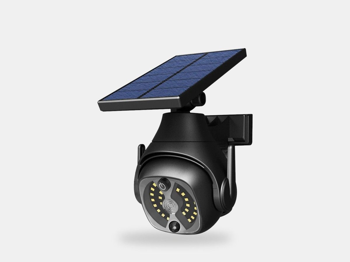 Solar motion sensor wall light with adjustable solar panel