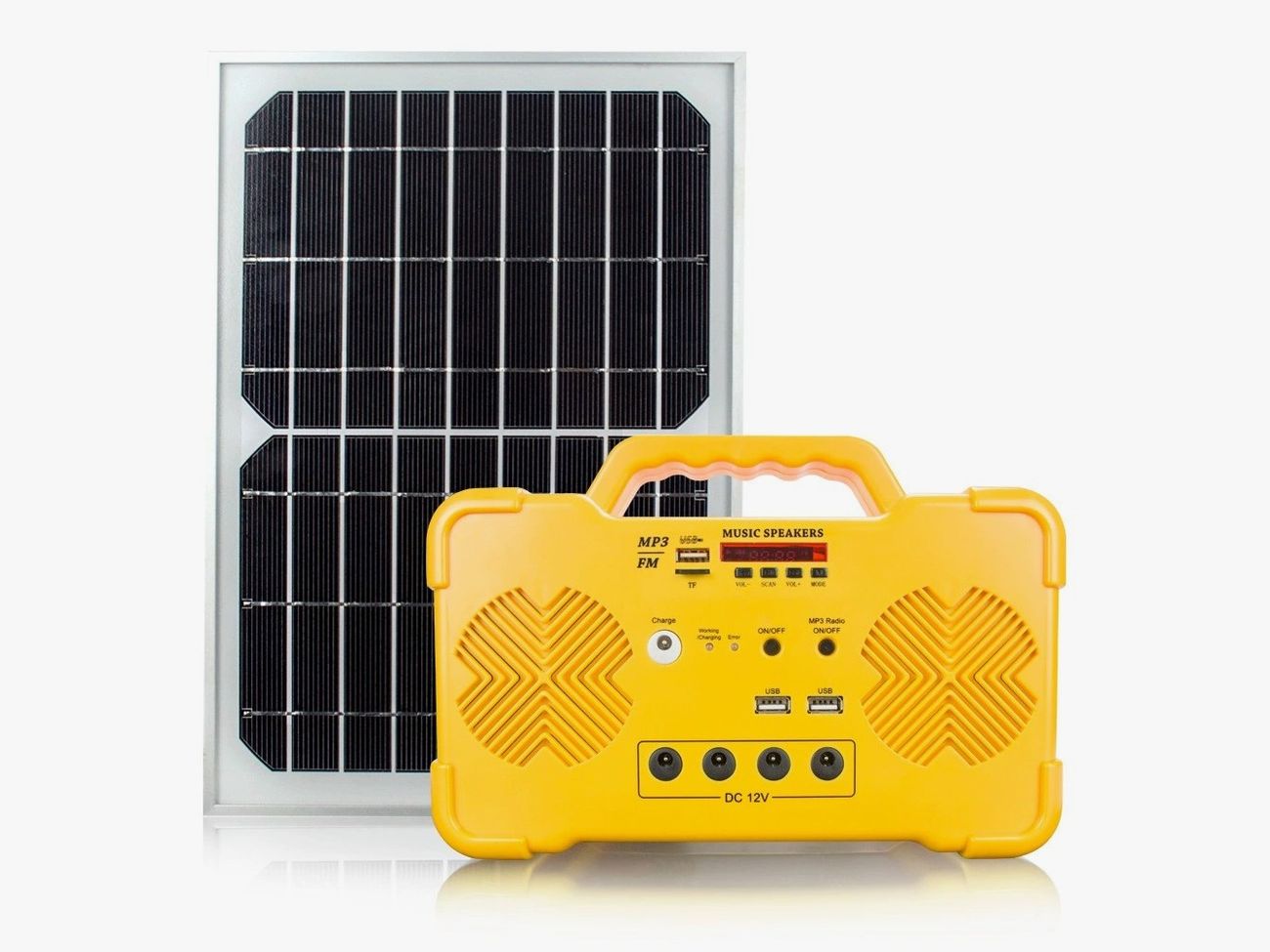 Solar home lighting kit with solar panel and multi-output control unit